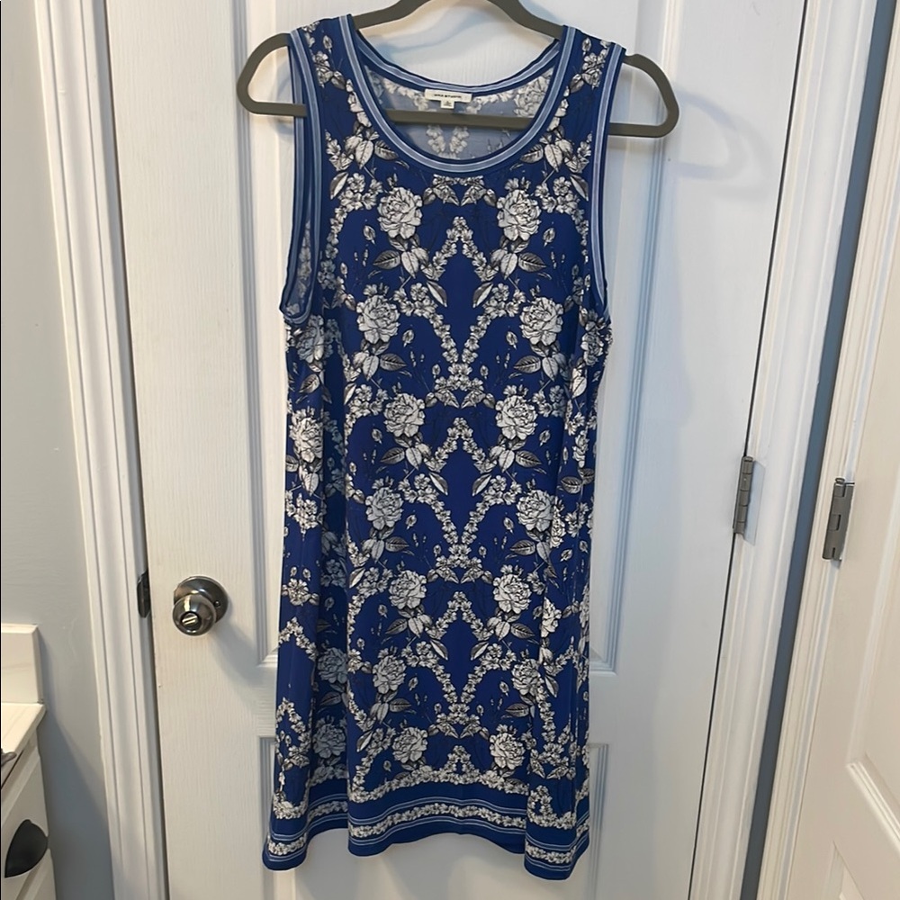 Max Studio Blue and White Sheath Mini Dress